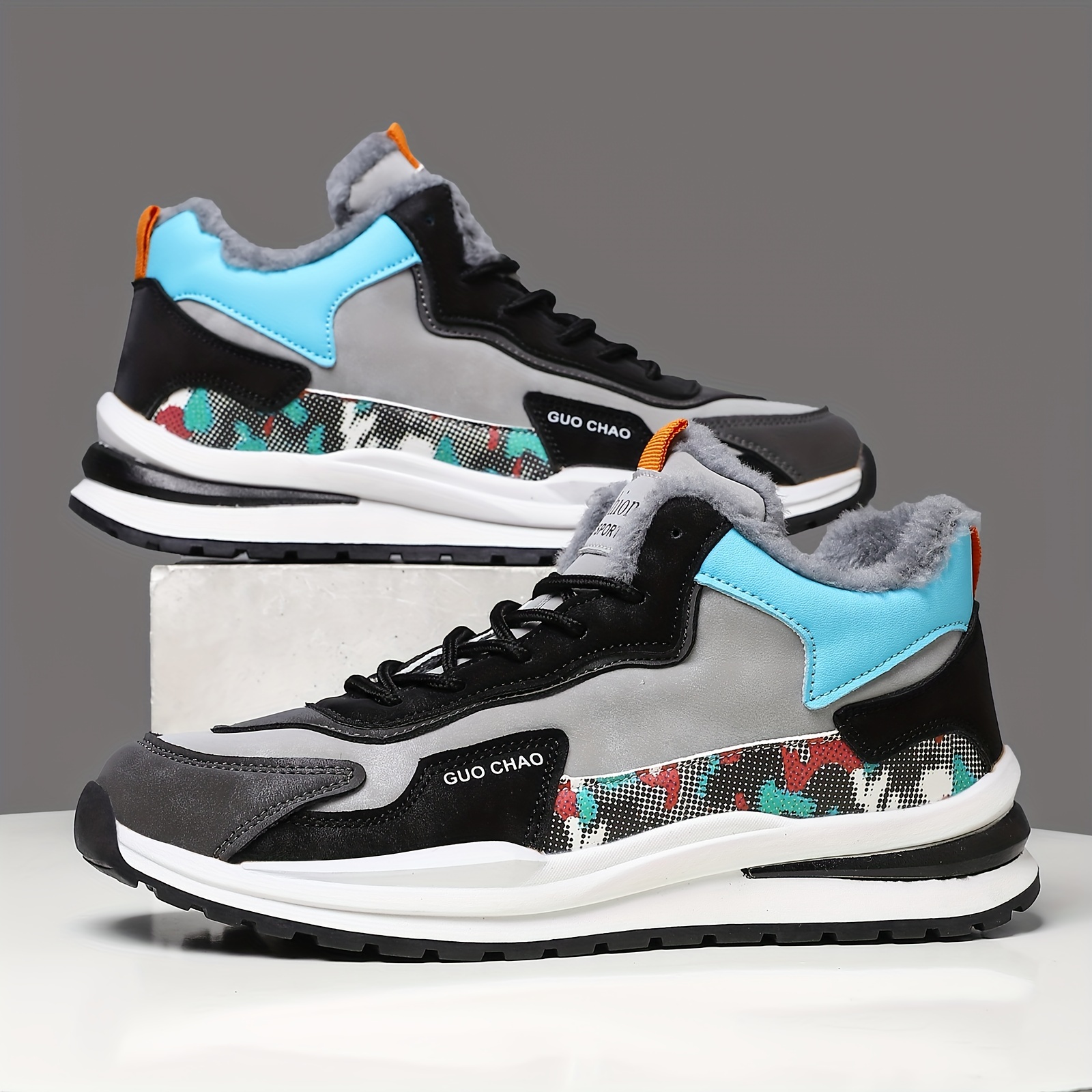 mens fuzz lined winter sneakers thermal shoes warm sneakers for fall winter details 7