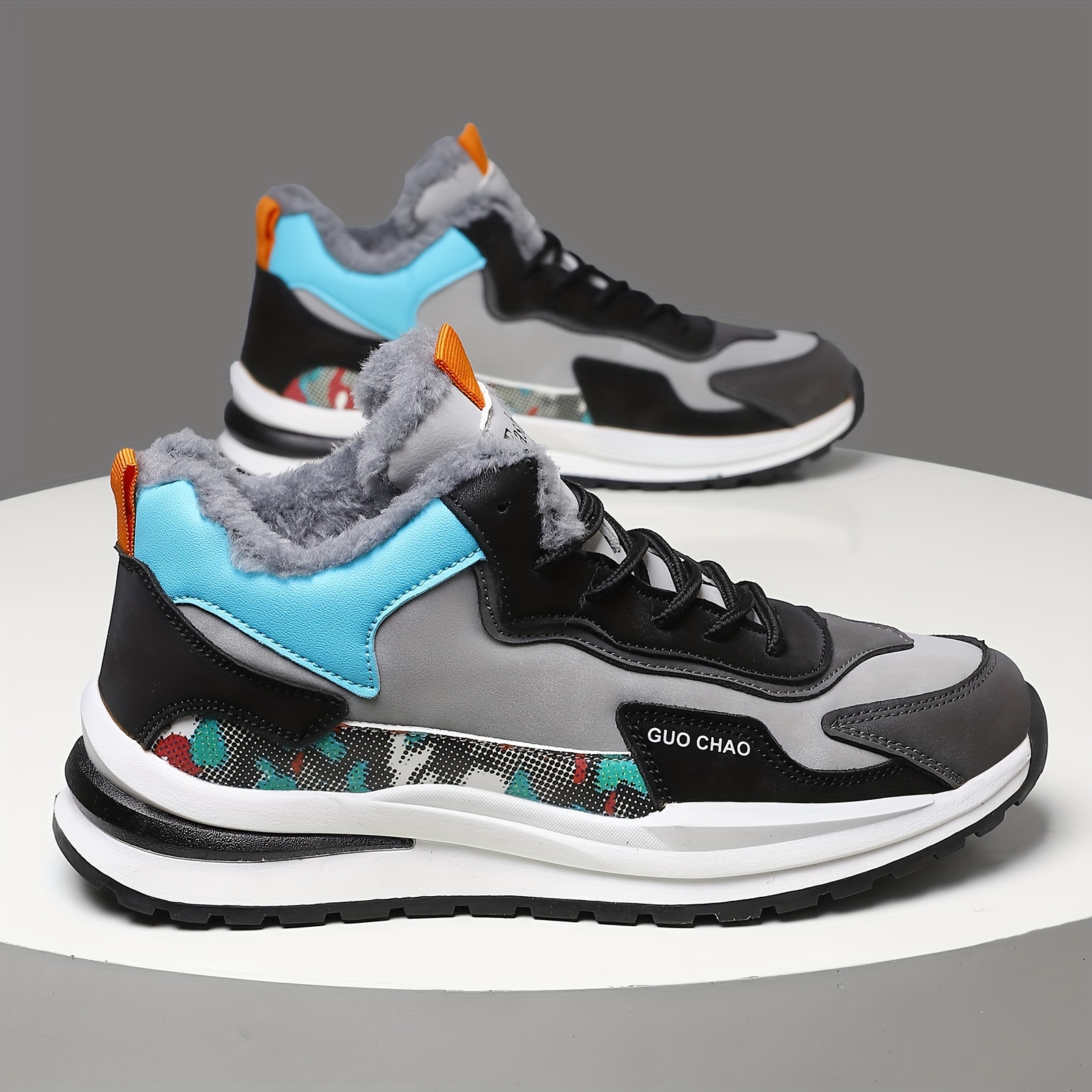 mens fuzz lined winter sneakers thermal shoes warm sneakers for fall winter details 8
