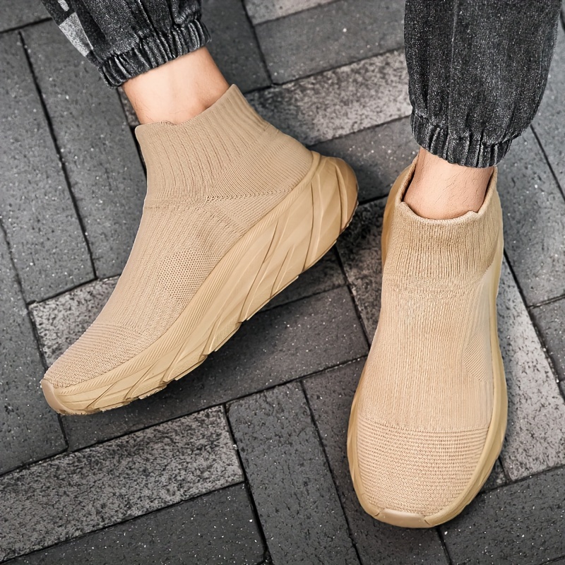 slip on chunky shoes, mens slip on chunky shoes woven knit breathable warm plush lining sneakers mens footwear winter autumn details 2