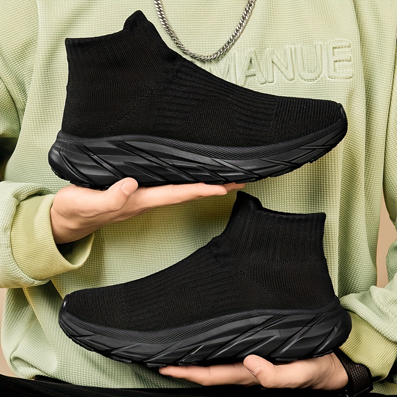 slip on chunky shoes, mens slip on chunky shoes woven knit breathable warm plush lining sneakers mens footwear winter autumn details 4