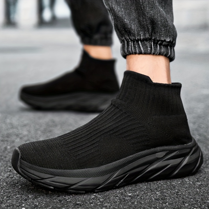 slip on chunky shoes, mens slip on chunky shoes woven knit breathable warm plush lining sneakers mens footwear winter autumn details 7