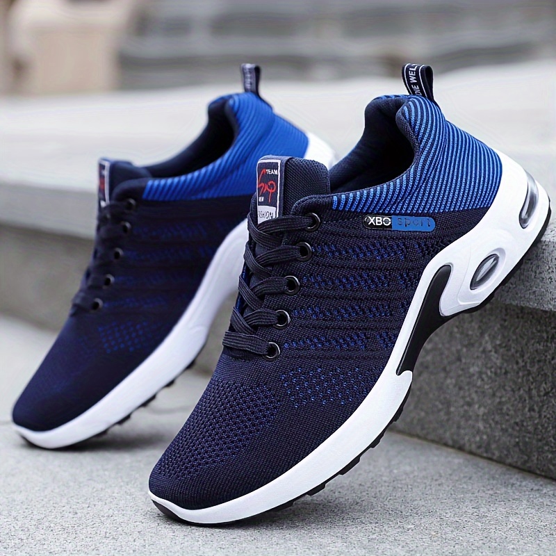 knit breathable running shoes, mens knit breathable running shoes air cushioned lace up comfy soft sole sneakers for outdoor jogging winter autumn details 1