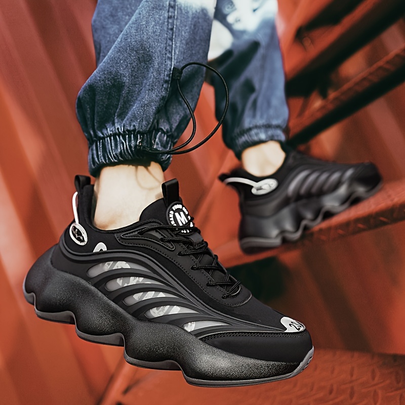 mens trendy chunky shoes comfy non slip lace up casual soft sole sneakers for mens outdoor activities details 8